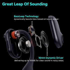 Oleap 16mm drivers deliver rich sound with clear voice pickup.