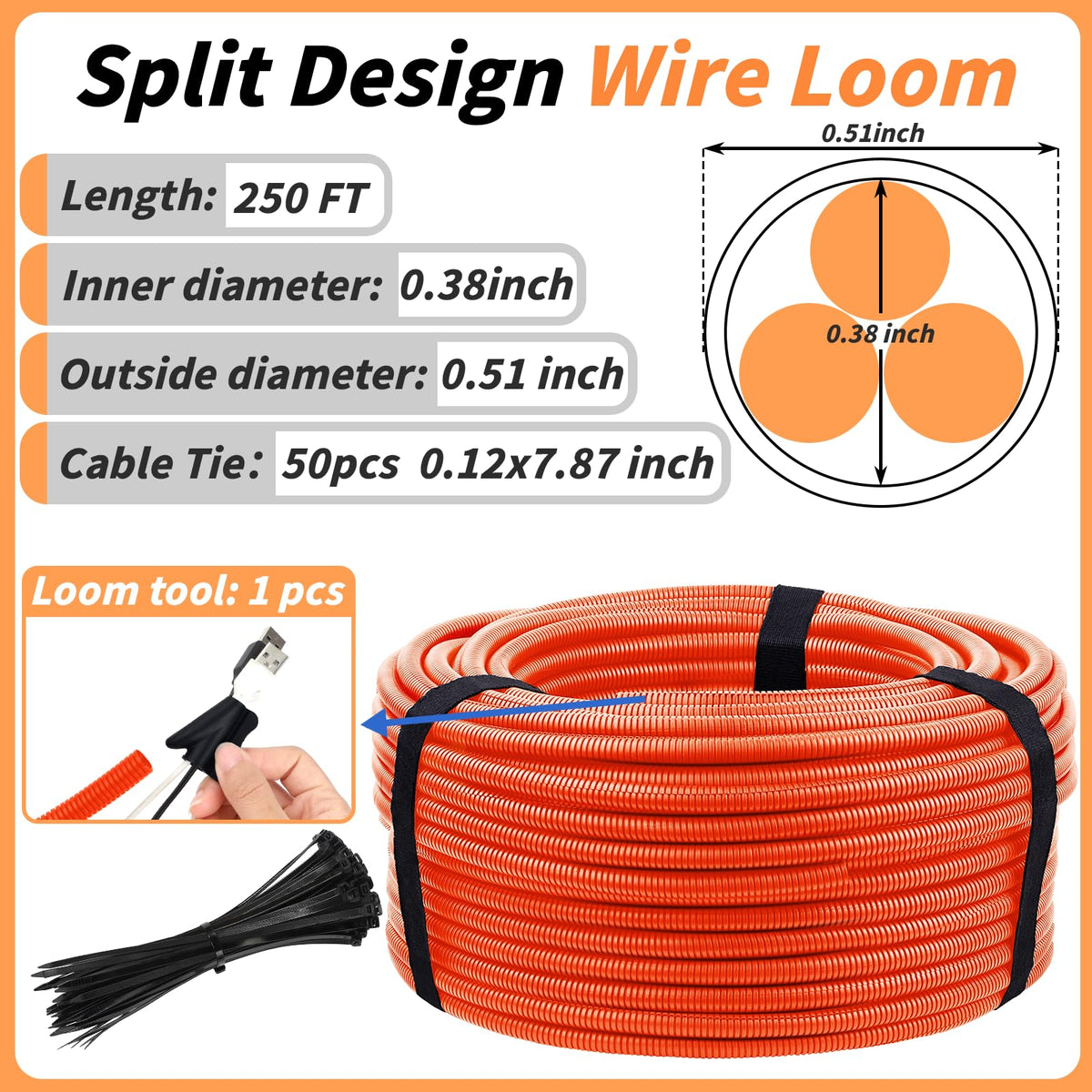 Oleitodh split detail close-up showing longitudinal slit and easy wire insertion for faster maintenance