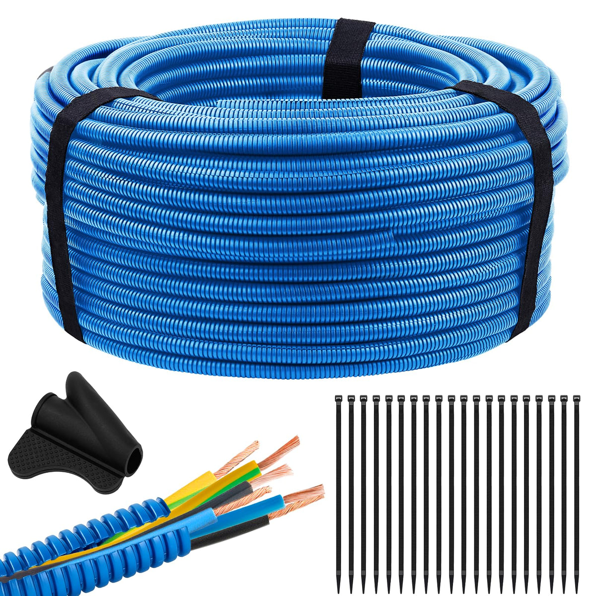 Oleitodh blue roll front packaging showing full 100ft length and kit contents benefit tidy storage