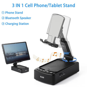 OLES collapsible stand showing adjustable angle for comfortable viewing.