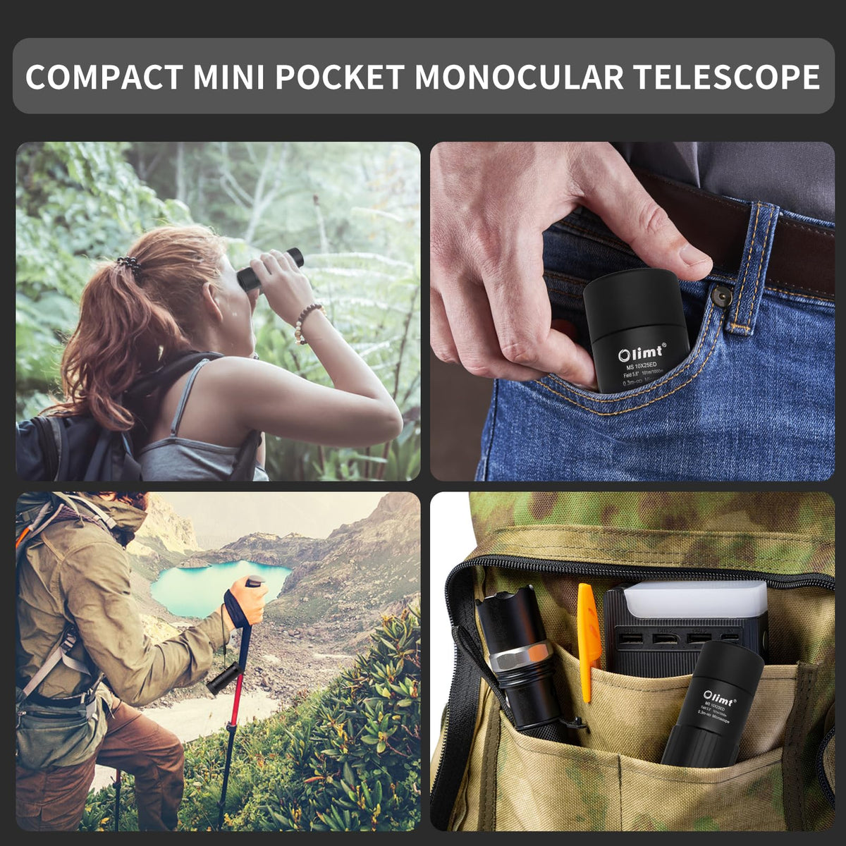 OLIMT 10x25 monocular durable aluminum body withstands rugged outdoor use.