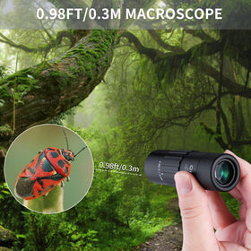 OLIMT 10x25 monocular includes carrying pouch for secure transport on trips.
