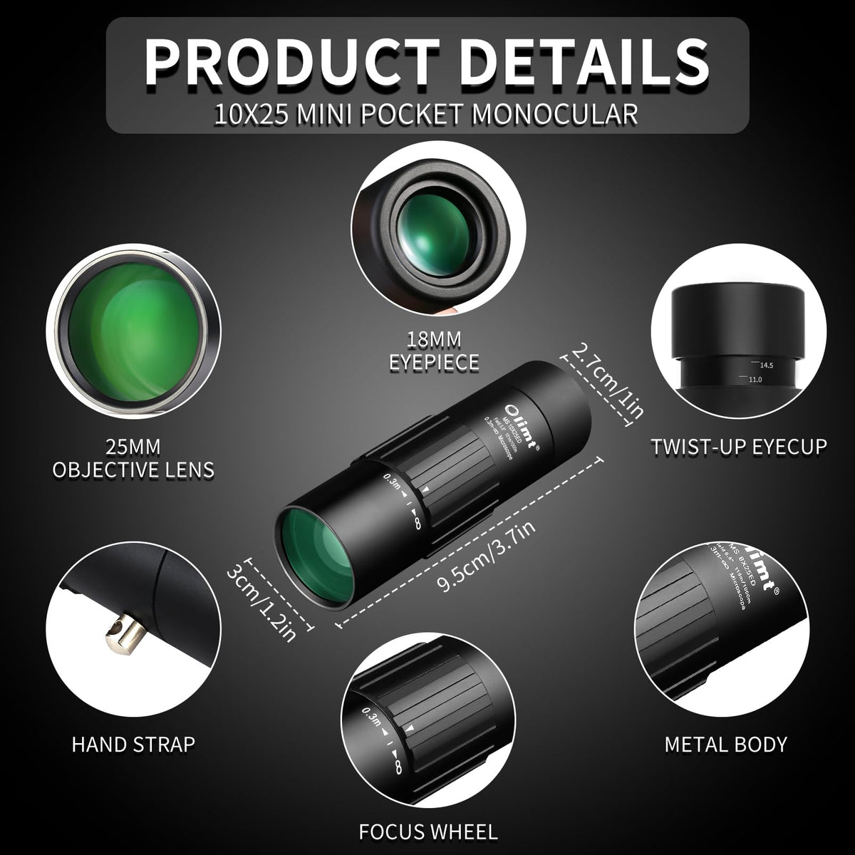 OLIMT 10x25 monocular pocket-size design fits your pocket for easy outdoor observation.