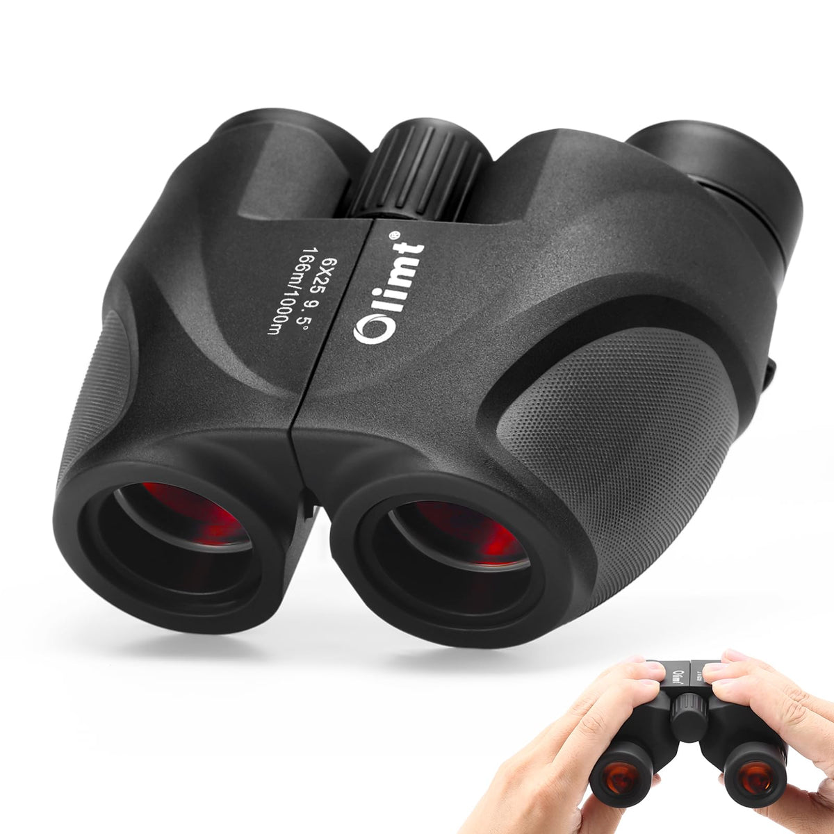 OLIMT 6x25 compact binoculars front view for quick birding and outdoor viewing
