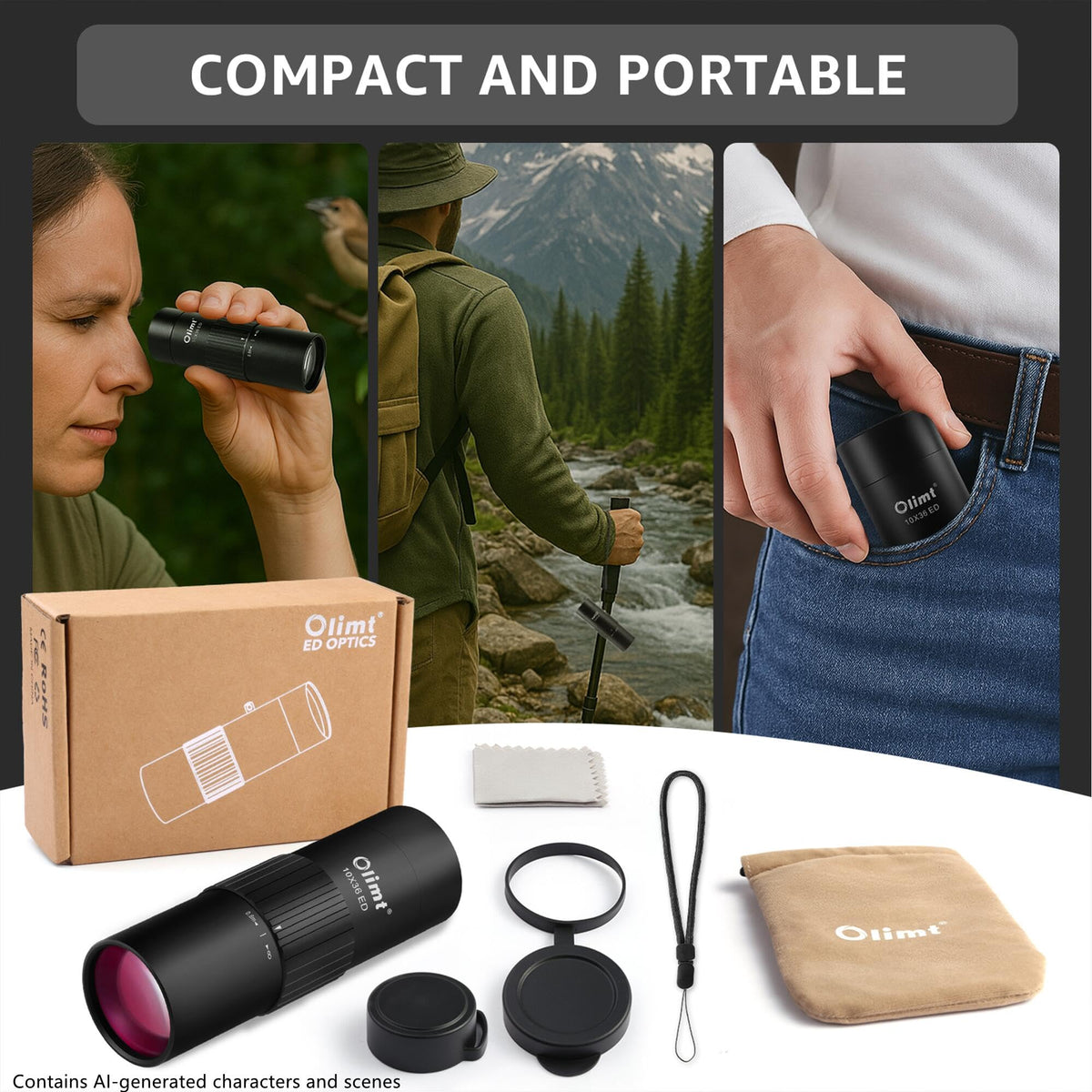 OLIMT included hand strap and pouch for travel convenience