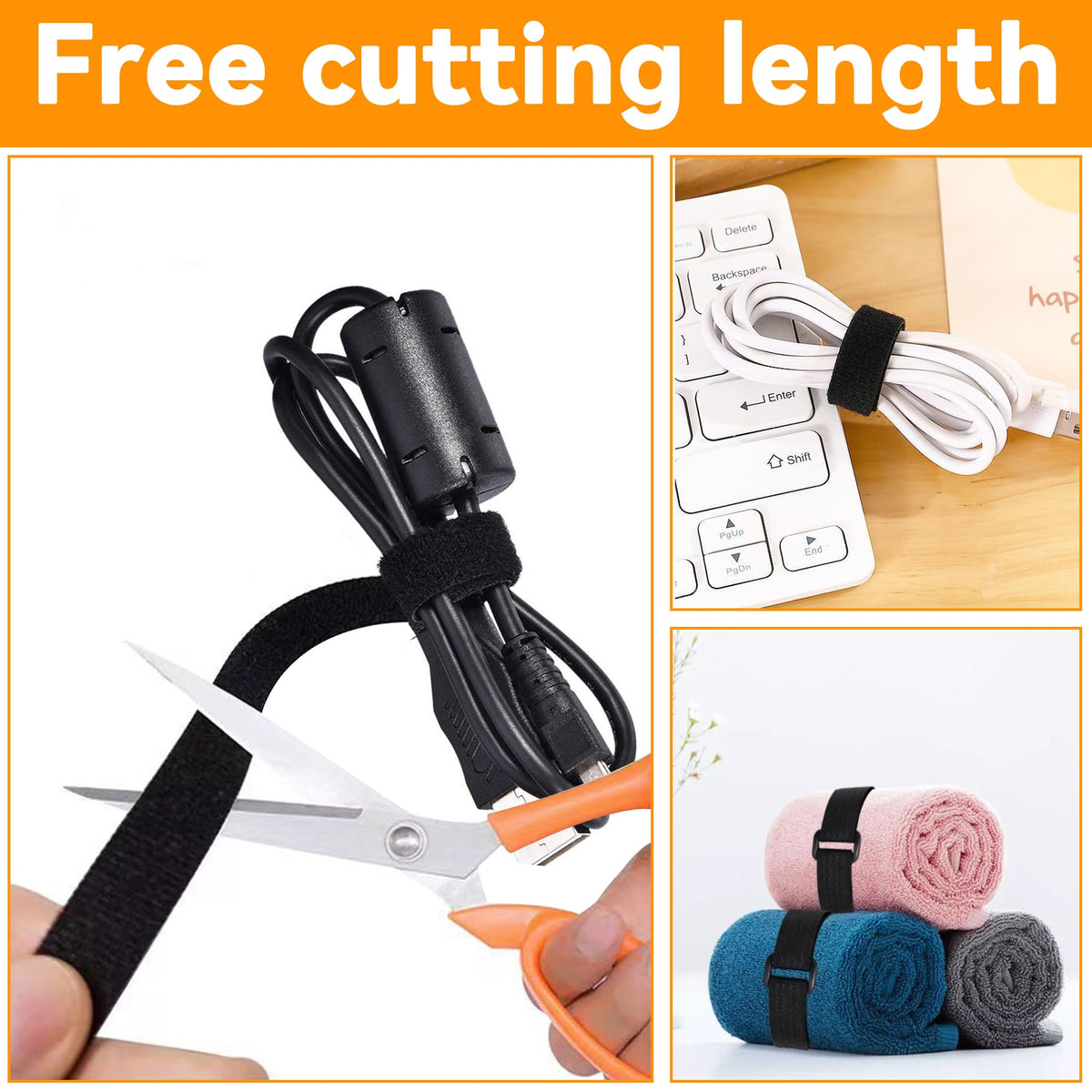 OljezziYa black cable straps pack organized workstation.