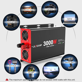OLTEANP 3000W inverter with four AC outlets ready to power multiple devices