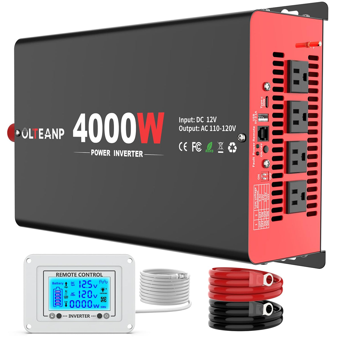 OLTEANP 4000W inverter front view for reliable mobile power on the road