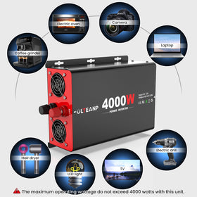 OLTEANP 4000W inverter USB-C and USB-A ports for fast charging