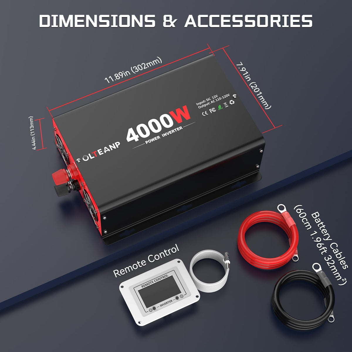 OLTEANP 4000W inverter installed in a vehicle for on-the-road power