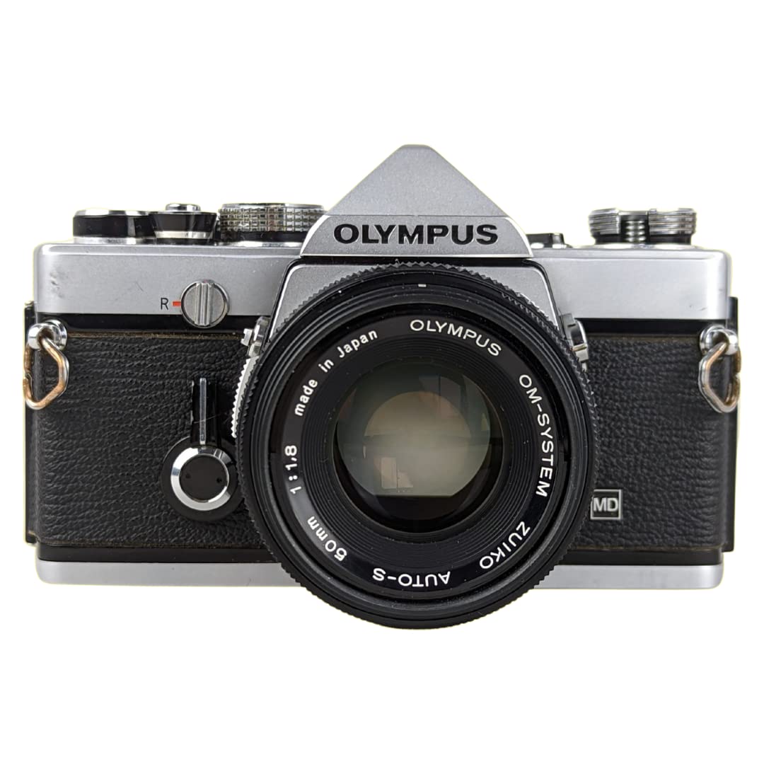 Olympus OM-1 vintage camera front view for retro photography enthusiasts.
