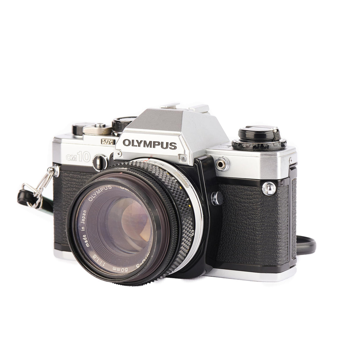 Olympus OM-10 with lens mounted highlighting versatile OM mount for quick lens swaps