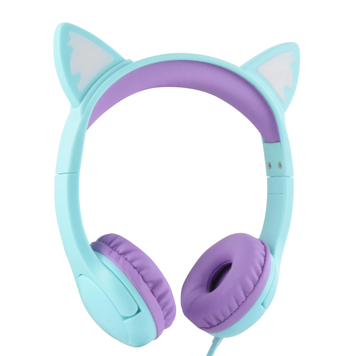 Olyre Kids Headphones cat ears green front view for school use