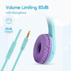 Olyre Kids Headphones cat ears green side view for travel comfort