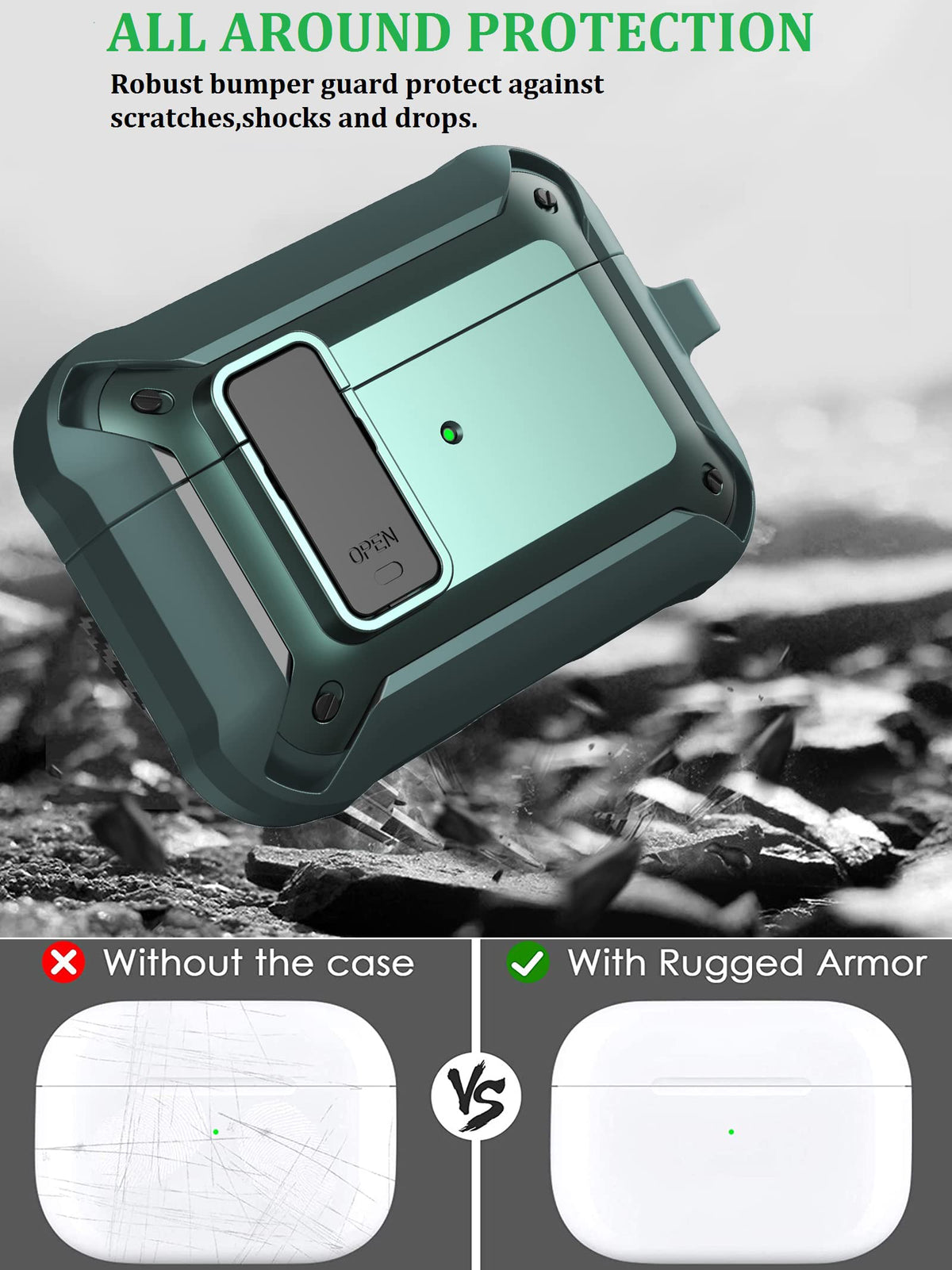 Olytop AirPods Pro Armor Case right side for quick access