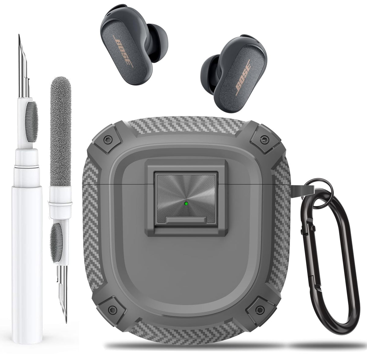 Olytop Bose QC Ultra case with lock clip protects earbuds on the go