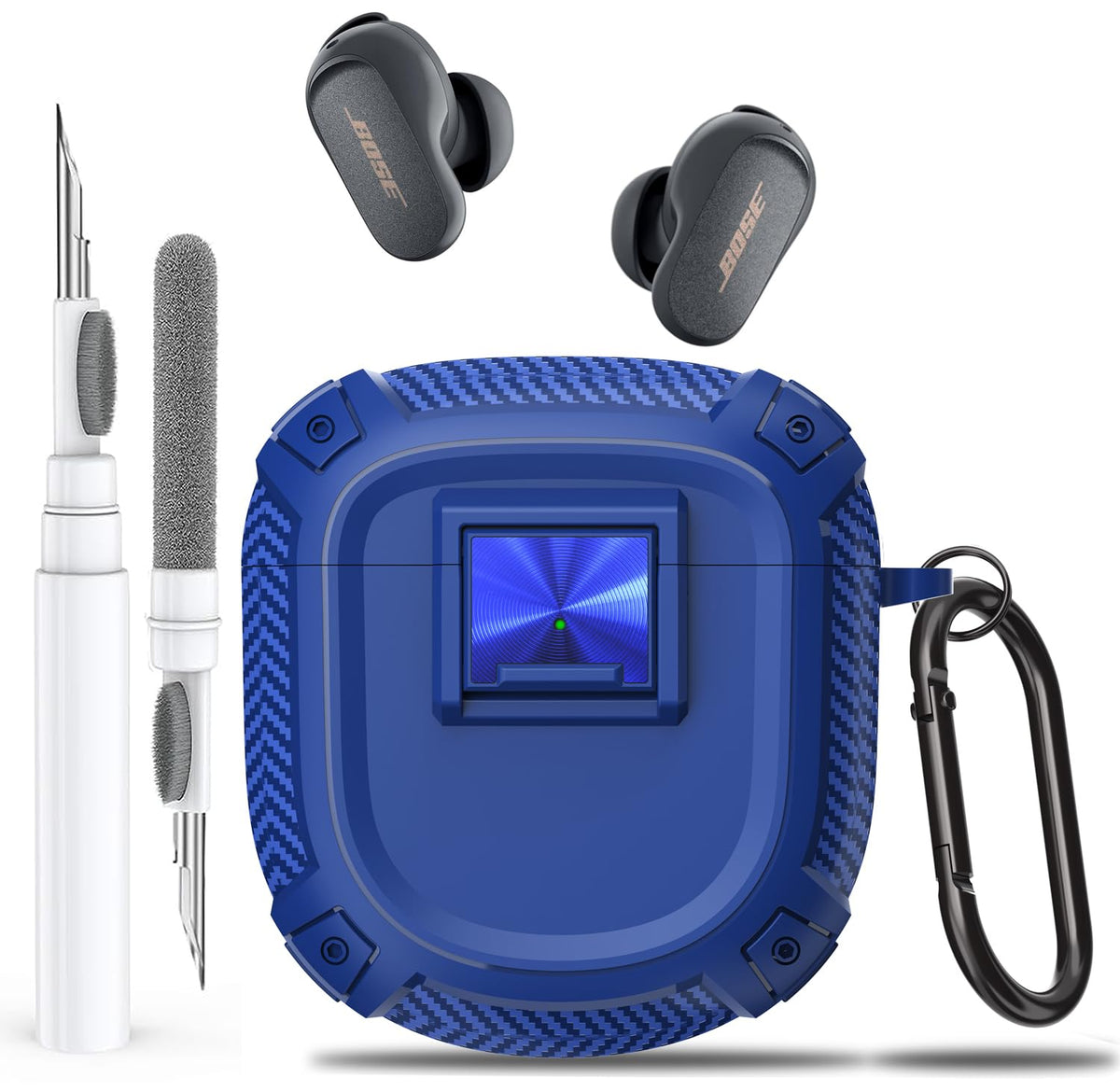 Olytop Bose QC Ultra case cover with lock clip protecting earbuds on the go