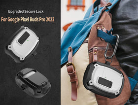 Carabiner attachment on Olytop Pixel Buds Pro case for hands-free carry.