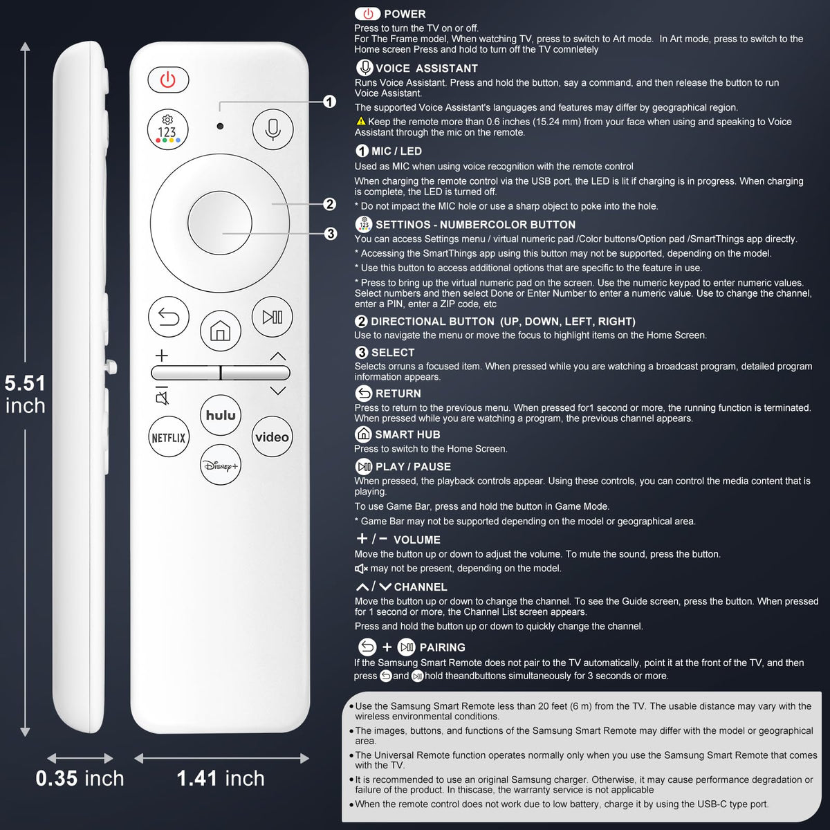 Eco-friendly rechargeable remote reduces battery waste during TV time.