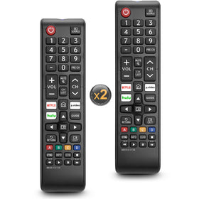 OMAIC front view of both remotes showing full button layout and quick app keys
