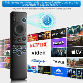 OMAIC rechargeable voice remote compatibility with Samsung model family illustration.