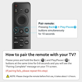 OMAIC rechargeable voice remote pairing process illustration for quick setup.