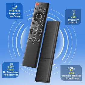 OMAIC remote in hand scale illustrating compact size and comfortable grip
