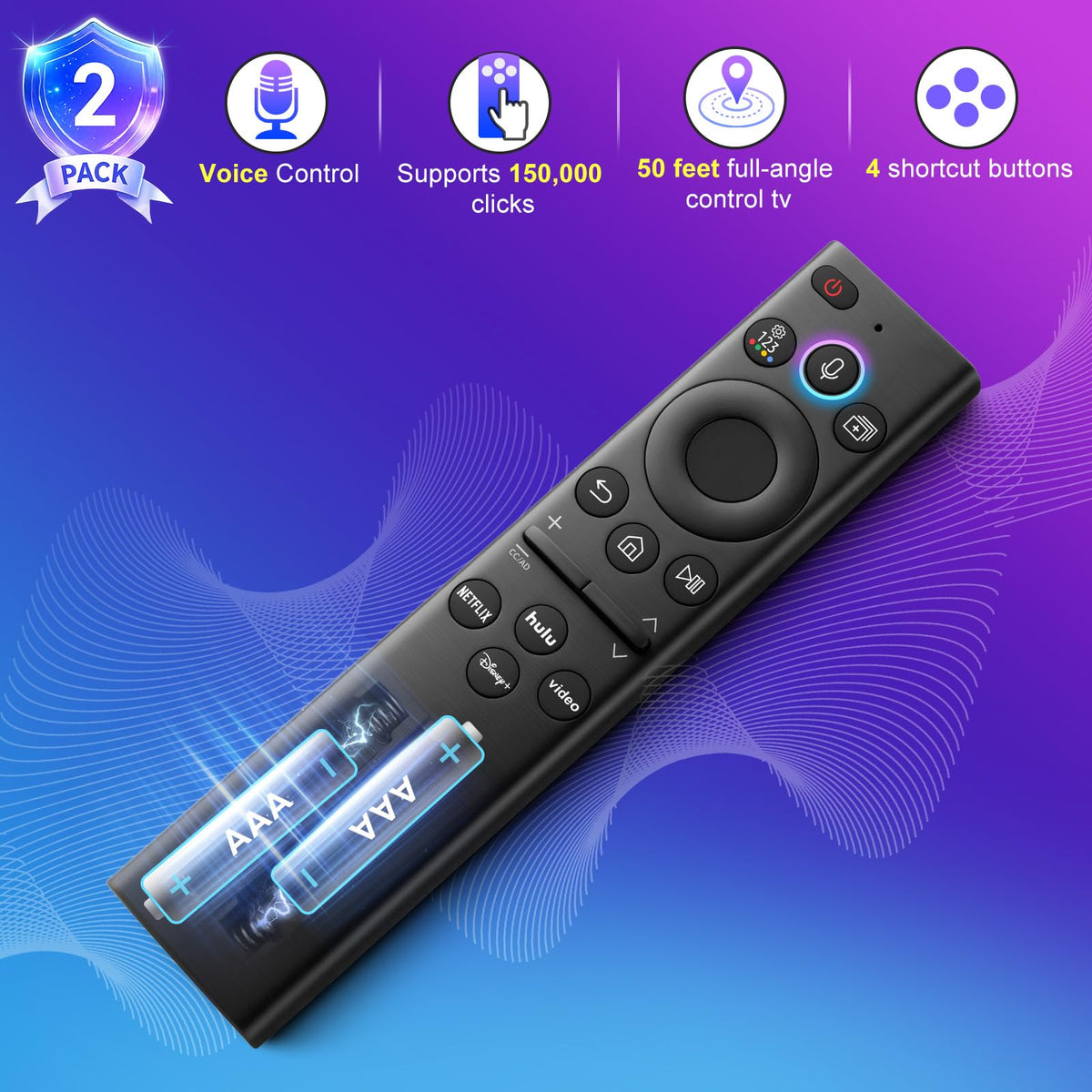 OMAIC remote microphone detail showing voice control support for fast hands-free searching