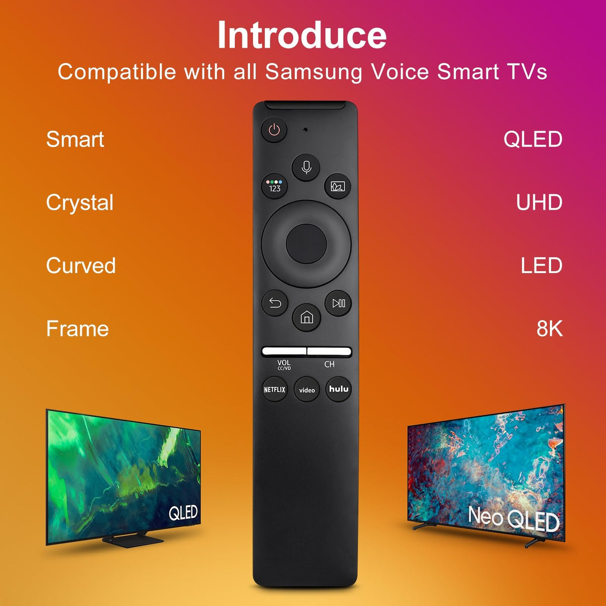OMAIC replacement voice remote - compatibility highlight with many Samsung TV models.
