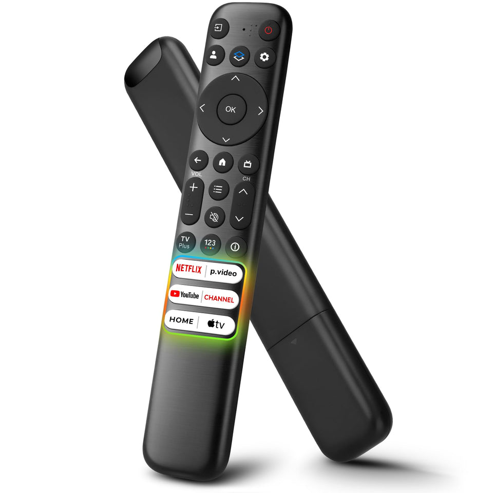 OMAIC RC813 remote front view showing universal TCL compatibility with QM/Q series.