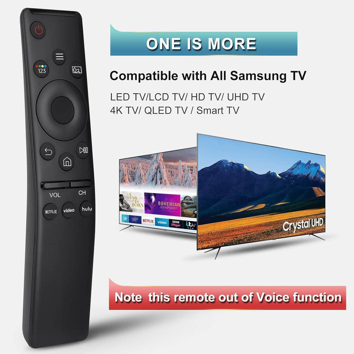 OMAIC universal remote back view showing battery compartment for easy setup