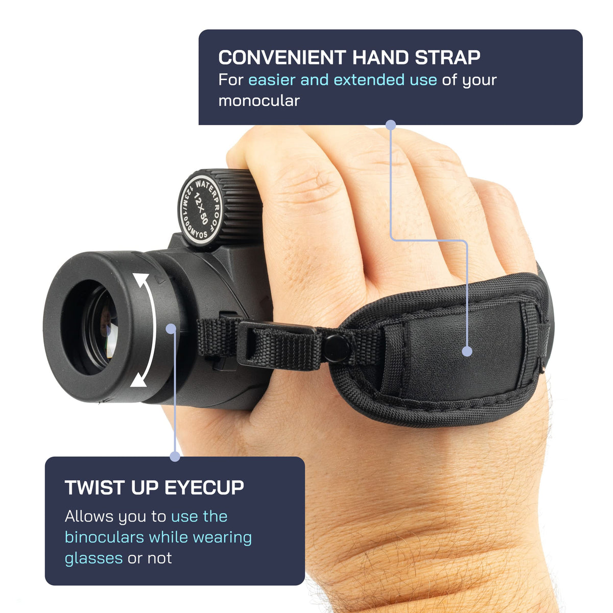 Omano Smithsonian 12x50 monocular in action during birdwatching shows distant feather detail.