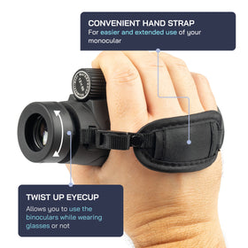 Omano Smithsonian 12x50 monocular in action during birdwatching shows distant feather detail.