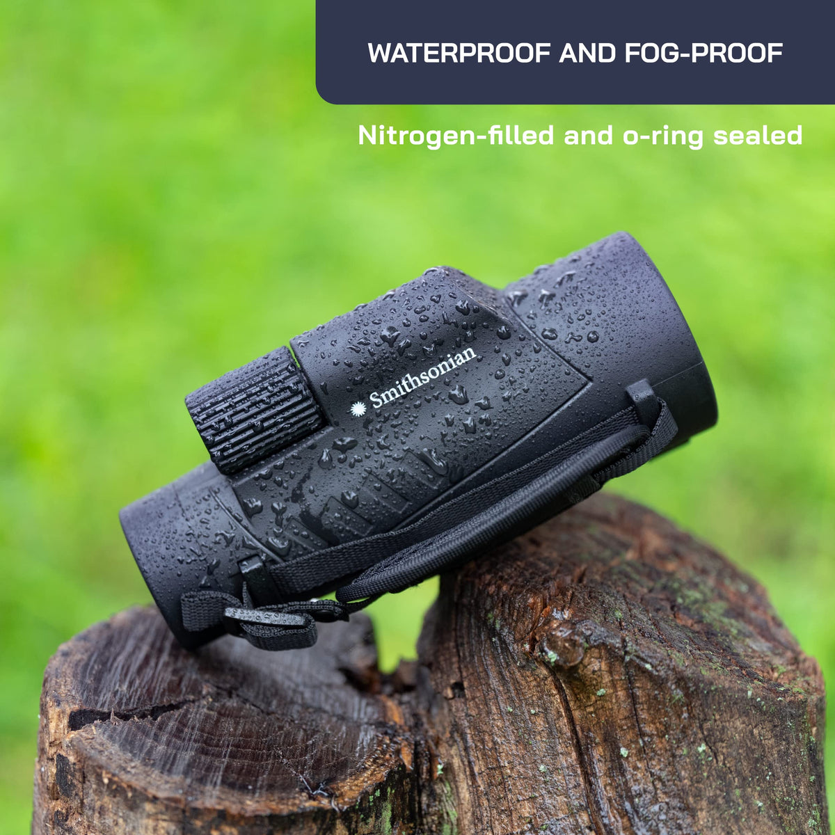 Omano Smithsonian twist-up eyecups offer comfortable viewing, compatible with glasses.