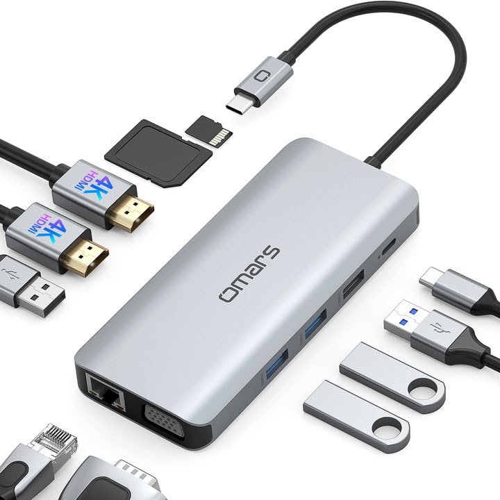Omars connected to two HDMI monitors showing dual-display productivity boost