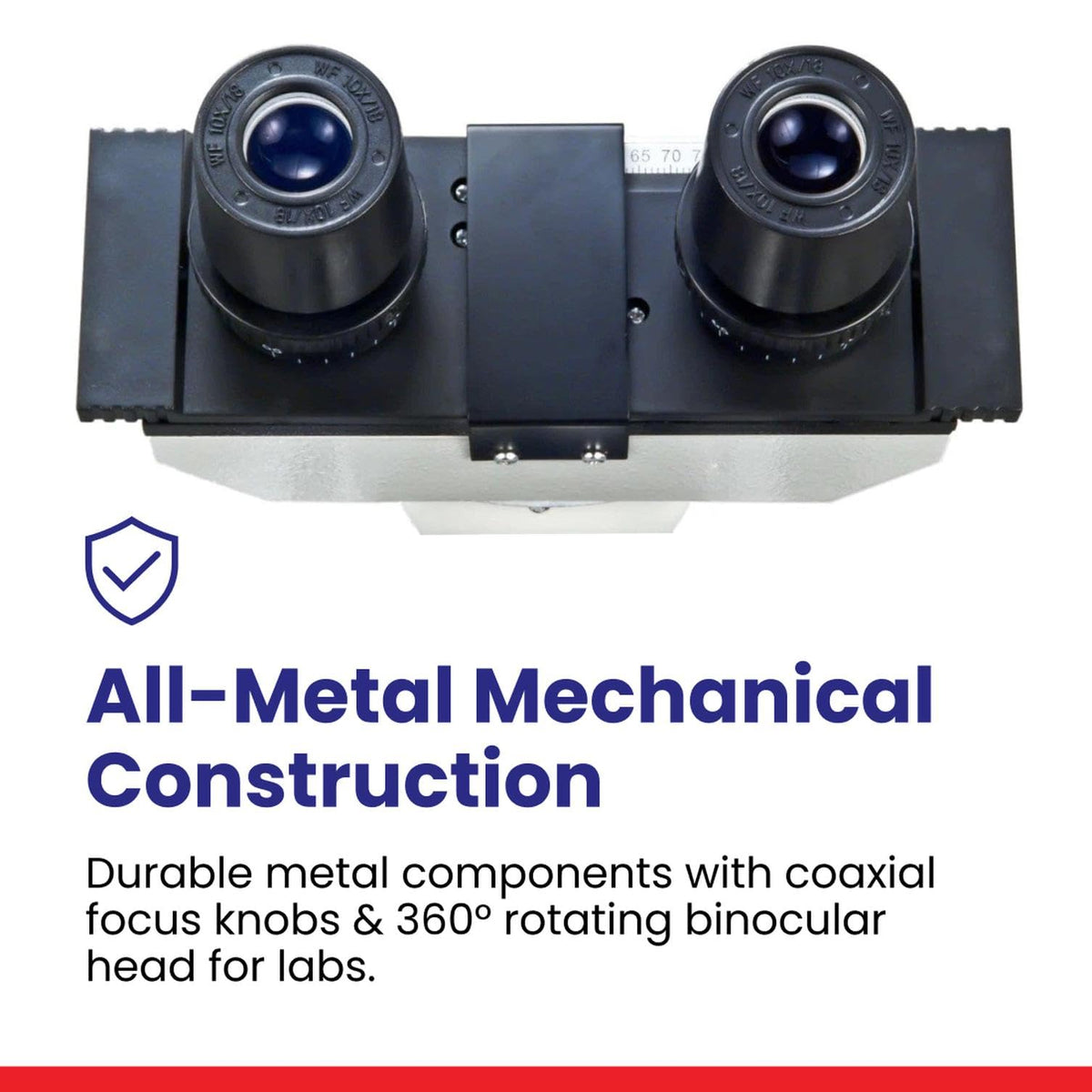 OMAX M82ES objectives 4X-10X-40X-100X deliver sharp, multi-scale magnification options.