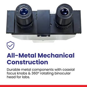 OMAX M82ES objectives 4X-10X-40X-100X deliver sharp, multi-scale magnification options.