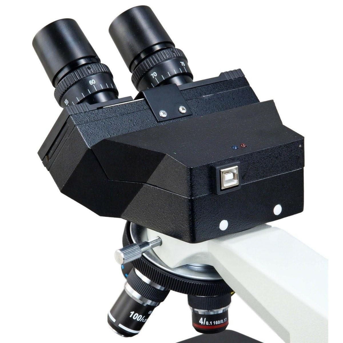 OMAX MD827S30L 45-degree digital binocular head offers comfortable viewing from multiple angles.