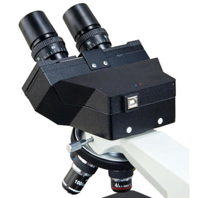 OMAX MD827S30L 45-degree digital binocular head offers comfortable viewing from multiple angles.
