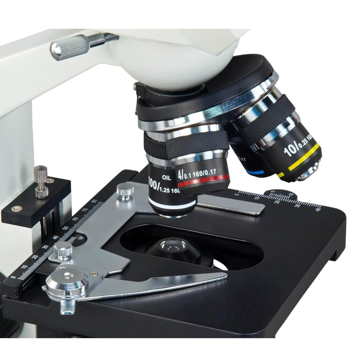 Double-layer mechanical stage on the OMAX MD82ES10 enables precise navigation