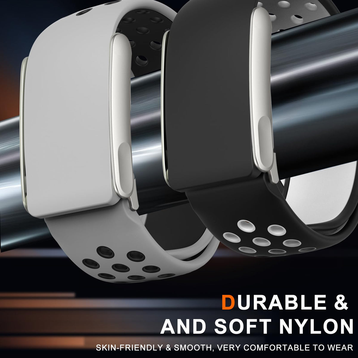 omee band alongside a ruler showing adjustable length from 150mm to 210mm