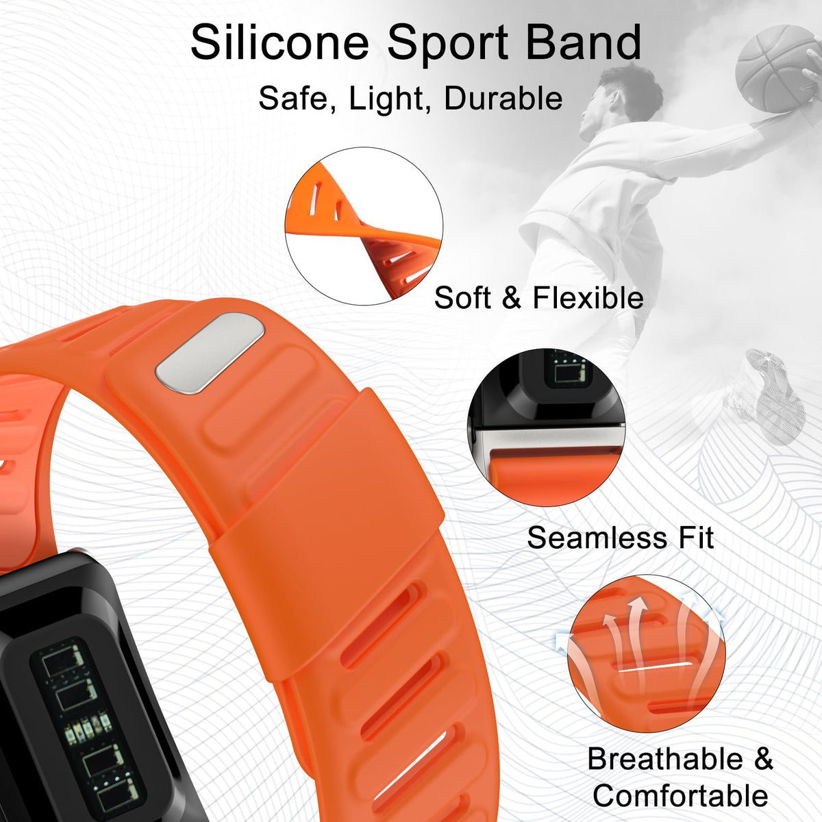 omee close-up of silicone texture for soft comfort and sweat resistance