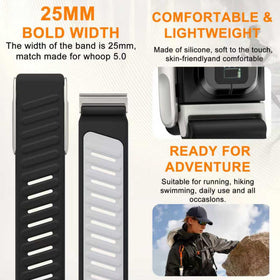 omee strap next to ruler demonstrating adjustable sizing benefit