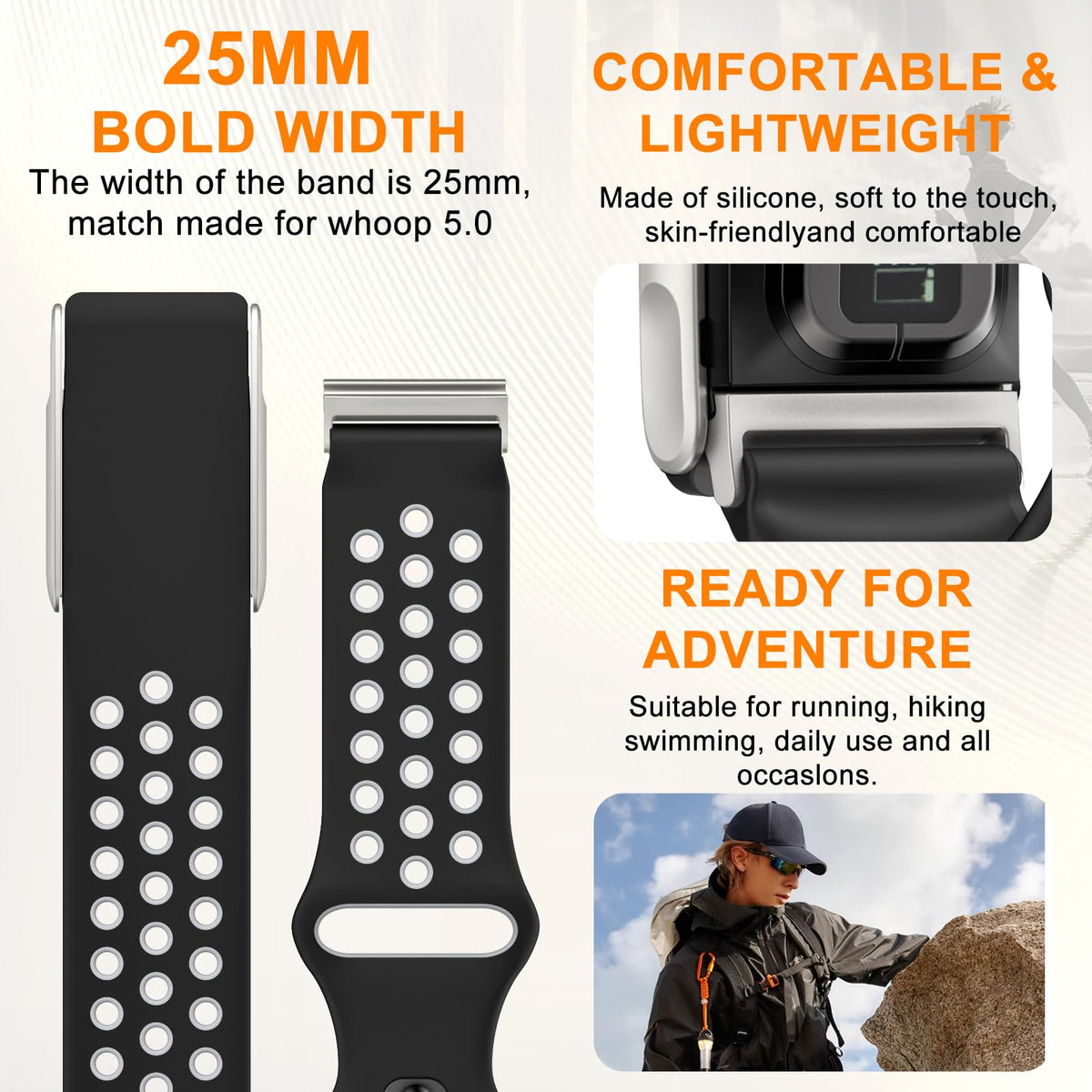 omee band worn during a run on wrist demonstrating secure fit and mobility