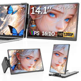 Omiodo clip-on design secures a laptop without damage, enabling a second screen.