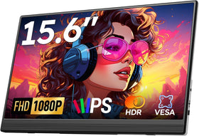 Omiodo portable monitor 15.6-inch display showing vibrant 1080p visuals for on-the-go work.