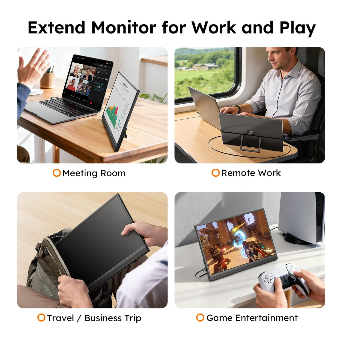 Omiodo portable monitor 1080p HDR display offering vivid visuals for media and design tasks.