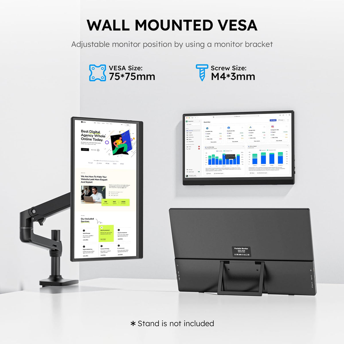 Omiodo portable monitor ultra-slim profile highlighting travel-friendly design for easy transport.