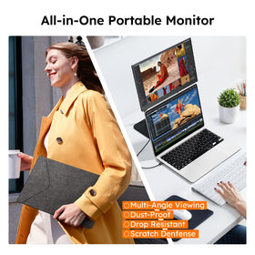 Omiodo monitor connects via USB-C or Mini HDMI for quick plug-and-play setup