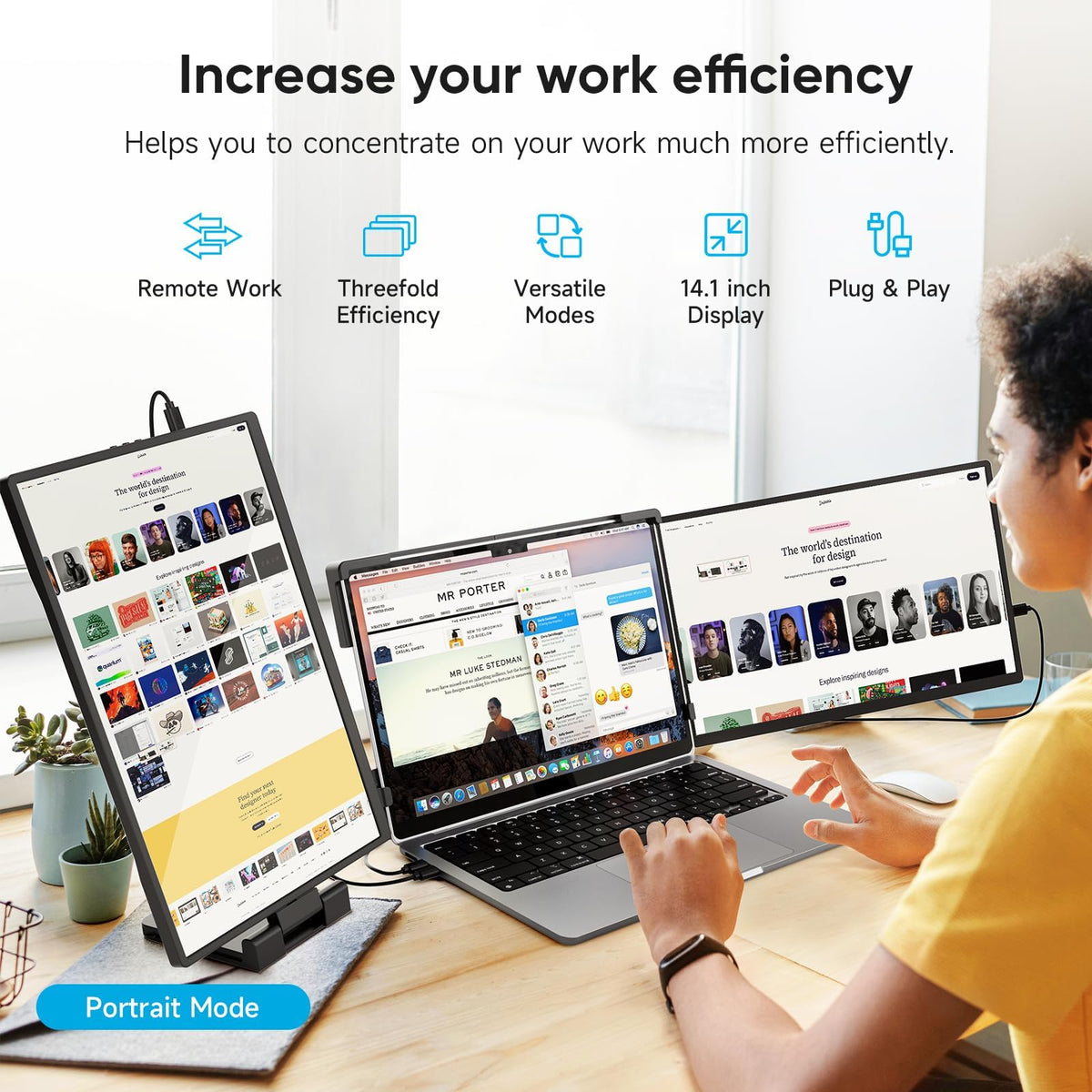Omiodo universal compatibility with Windows, Mac, Android devices for versatile second screen.